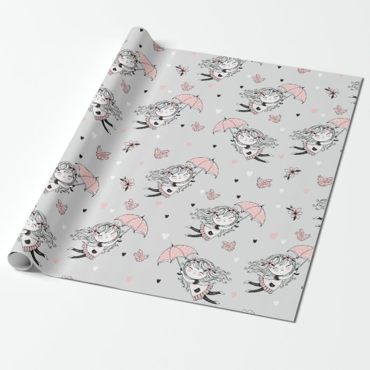 Baby Shower Meisje  Cadeaupapier (Uitgerold)
