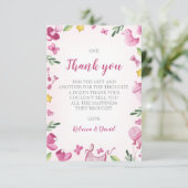 baby shower Meisje Dank je wel | Roze | Elephant Informatiekaartje (Staand voorkant)