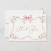 Baby shower Meisje Dank u Kaart met boog (Voorkant)