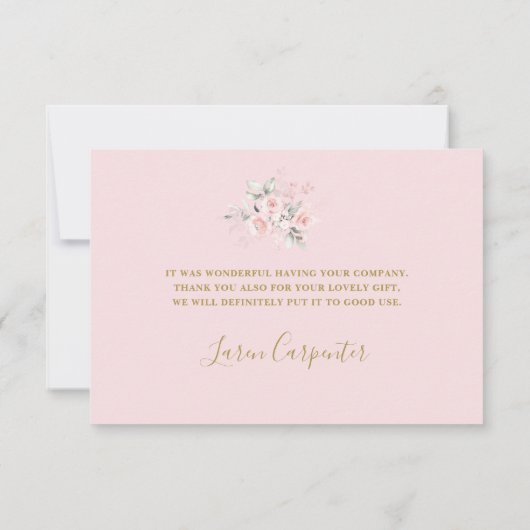 Baby shower Meisje Dank u Kaart met boog (Achterkant)