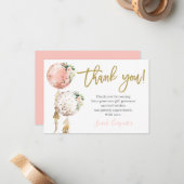 Baby shower Meisje dank u Notitiekaartje (Voorkant / Achterkant in situ)