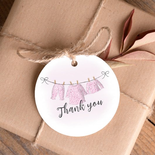 Baby shower Meisje Dank u Waterverf Roze Custom Bedankjes Labels