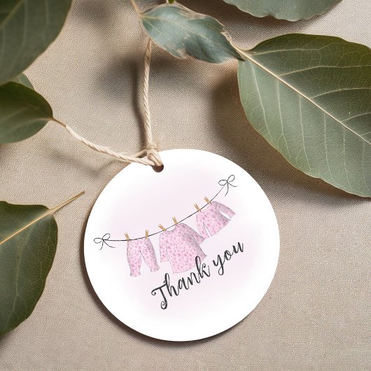 Baby shower Meisje Dank u Waterverf Roze Custom Bedankjes Labels