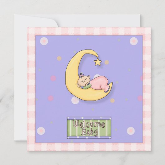 Baby shower meisje decoratief ontwerp kaart (Voorkant)