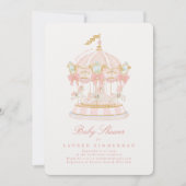 Baby Shower Meisje Draaimolen Sprookje Strikken Ro Kaart (Voorkant)