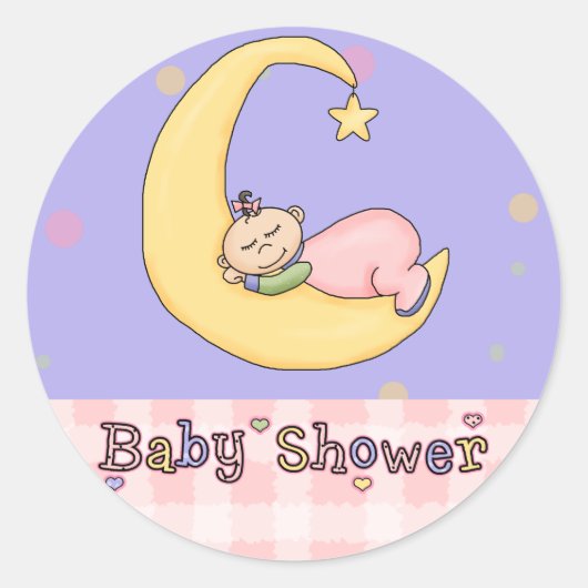 Baby shower-Meisje: Envelopzegels uitnodiging Ronde Sticker (Voorkant)