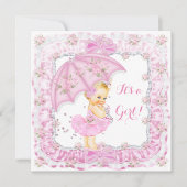 Baby shower meisje Floral roze bande Kaart (Voorkant)