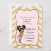 Baby shower MEISJE, gouden chevron, wit & goud_Ebo Kaart (Voorkant)