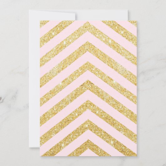 Baby shower MEISJE, gouden chevron, wit & goud_Ebo Kaart (Achterkant)