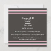 Baby shower Meisje Grijs Roze Modern Clean Invitat Kaart (Achterkant)