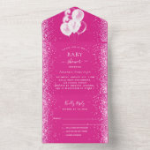 Baby shower meisje heet roze witte ballonnen RSVP All In One Uitnodiging (Binnen)