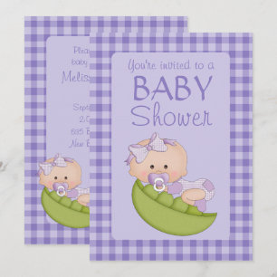 baby shower Meisje in een Paars pod Kaart