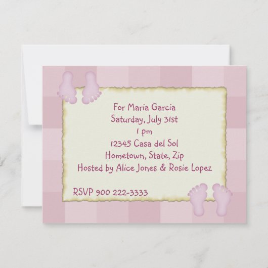 baby shower meisje kaart (Achterkant)