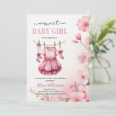 Baby Shower Meisje Kaart (Staand voorkant)