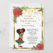 baby shower MEISJE, Kerstmis, wit & goud_Ebony Kaart (Voorkant)