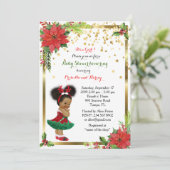 baby shower MEISJE, Kerstmis, wit & goud_Ebony Kaart (Staand voorkant)