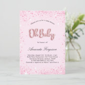 Baby shower meisje knipper roze glitter sparren kaart (Staand voorkant)