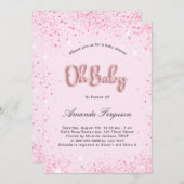 Baby shower meisje knipper roze glitter sparren kaart (Voorkant / Achterkant)