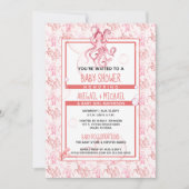 Baby shower Meisje Koraal & Roze Waterverf Octopus Kaart (Voorkant)