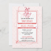 Baby shower Meisje Koraal & Roze Waterverf Octopus Kaart (Voorkant)