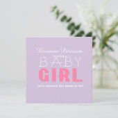 Baby shower Meisje Lavendel Roze Classic Modern Lo Kaart (Staand voorkant)
