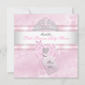 Baby shower meisje Little Princess Damask 3 Kaart (Voorkant)