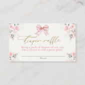 Baby shower Meisje Luier Raffle Kaart met boog (Voorkant)
