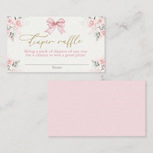 Baby shower Meisje Luier Raffle Kaart met boog