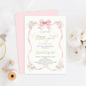 Baby shower Meisje met boog Kaart