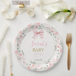 Baby shower Meisje met boog Papieren Bordje