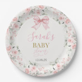 Baby shower Meisje met boog Papieren Bordje (Voorkant)