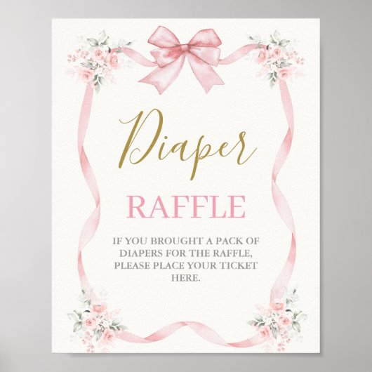 Baby shower Meisje met boog Poster (Voorkant)