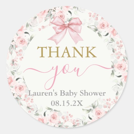 Baby shower Meisje met boog Ronde Sticker (Voorkant)