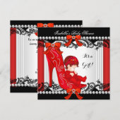 Baby Shower Meisje Rode Hoge Hak Schoen Roodharige Kaart (Voorkant / Achterkant)