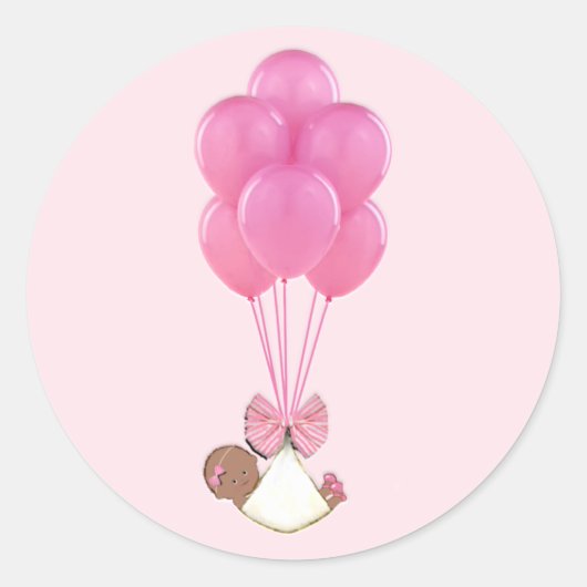 Baby Shower Meisje Ronde Sticker (Voorkant)