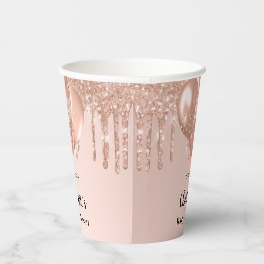 Baby shower meisje roos gouden ballonnen papieren bekers (Rechts)