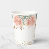 Baby shower meisje roos gouden roze flacon eucalyp papieren bekers (Rechts)