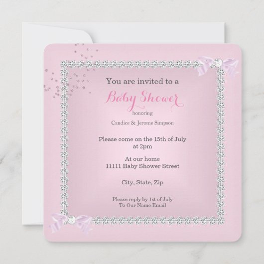  Baby shower  meisje Roze baardstuk Kaart (Achterkant)