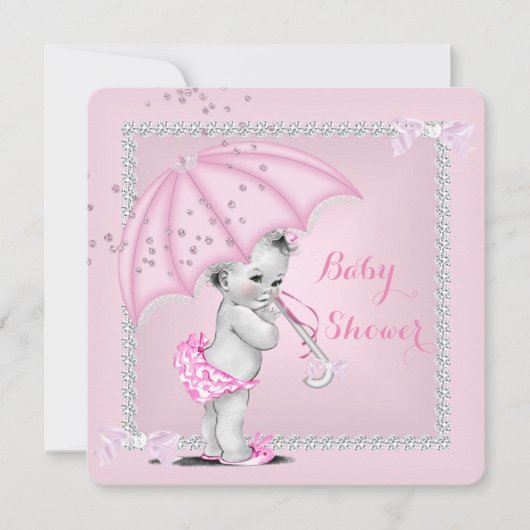  Baby shower  meisje Roze baardstuk Kaart (Voorkant)