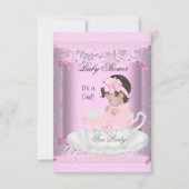  Baby shower Meisje Roze Baby in Teacup 3 Kaart (Voorkant)