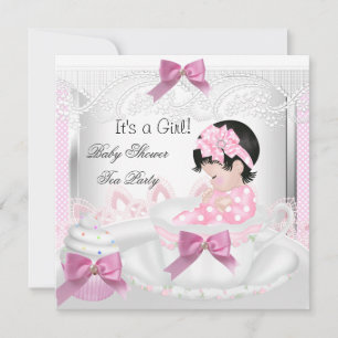 Baby Shower Meisje Roze Baby Theekopje Cupcake 35 Kaart