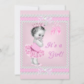  Baby shower  meisje Roze Ballerina Kaart (Voorkant)