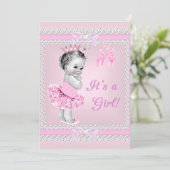  Baby shower  meisje Roze Ballerina Kaart (Staand voorkant)