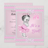  Baby shower  meisje Roze Ballerina Kaart (Voorkant / Achterkant)