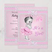  Baby shower  meisje Roze Ballerina Kaart (Voorkant / Achterkant)