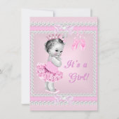  Baby shower  meisje Roze Ballerina Kaart (Voorkant)