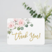 Baby shower meisje roze bloemen bedankkaart (Staand voorkant)