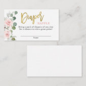 Baby shower meisje roze bloemenluier Raffle Informatiekaartje (Voorkant / Achterkant)