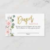 Baby shower meisje roze bloemenluier Raffle Informatiekaartje (Voorkant)
