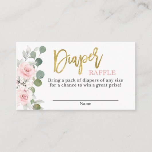 Baby shower meisje roze bloemenluier Raffle Informatiekaartje (Voorkant)